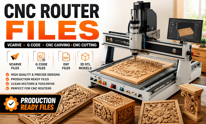 create cnc router files, vcarve files, g code, cnc carving, cnc cutting designs