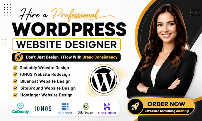 build godaddy wordpress website design, siteground , bluehost, hostinger ionos
