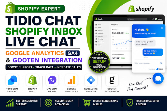setup tidio chat shopify inbox live chat google analytics gooten