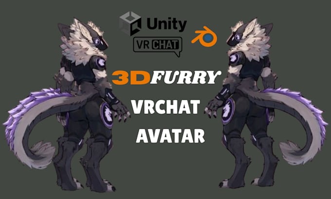 create furry vrchat avatar, fursona character and custom anthro 3d model