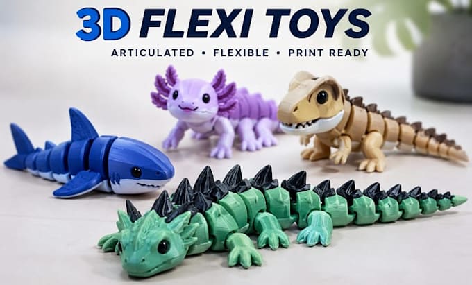 design custom flexi toy, articulated model stl for 3d printing