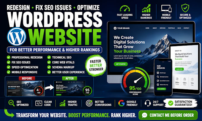 redesign fix SEO issues optimize your wordpress website for better performance