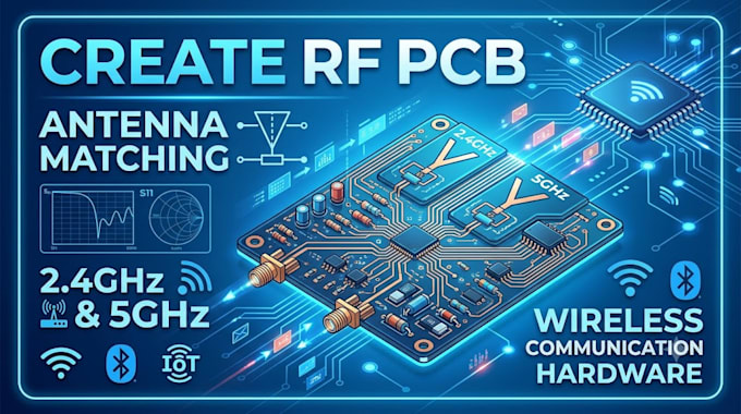 create rf pcb, antenna matching, 2 4ghz 5ghz, wireless communication hardware