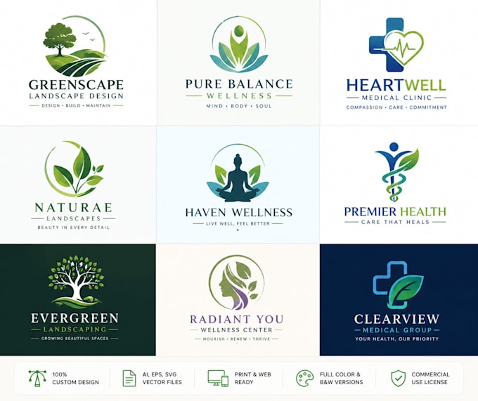 do modern landscape, wellness, medical logo design