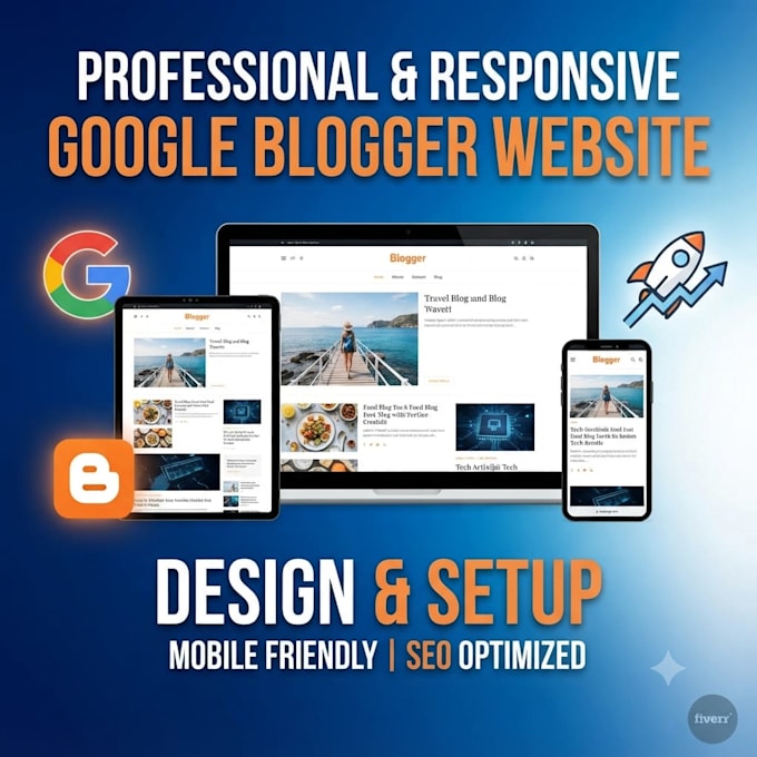 create a professional, responsive google blogger website or blog