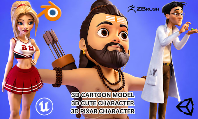 convert 2d to 3d cartoon model 3d cute stylized cartoon mascot model in blender