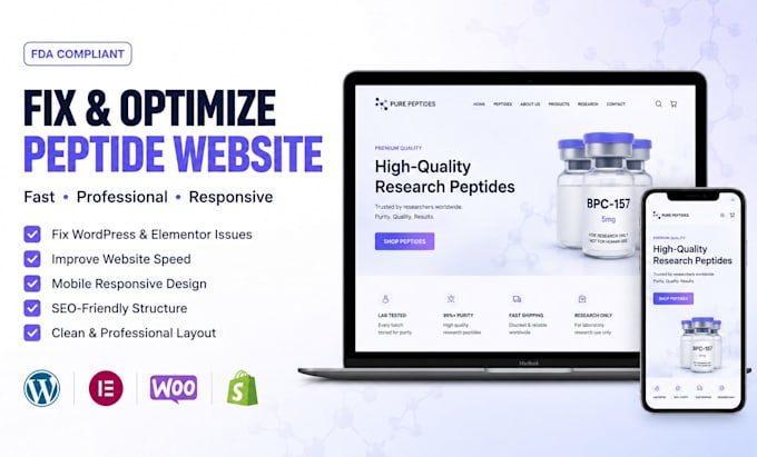 fix, optimize, and improve your wordpress peptide website