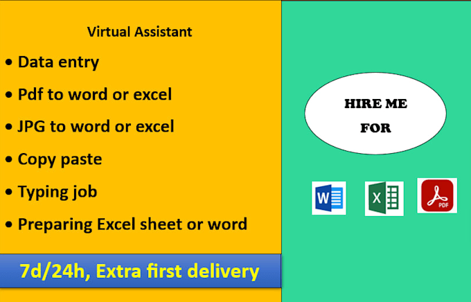 do data entry, PDF or jpeg to word or excel, copy paste