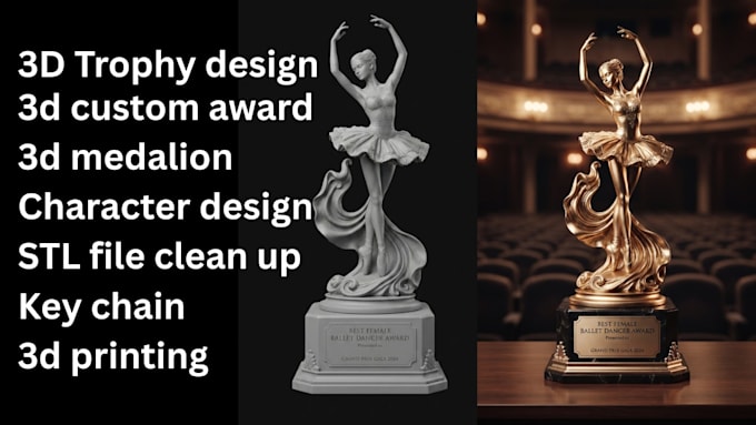 design 3d trophy model awards medals for 3d printing