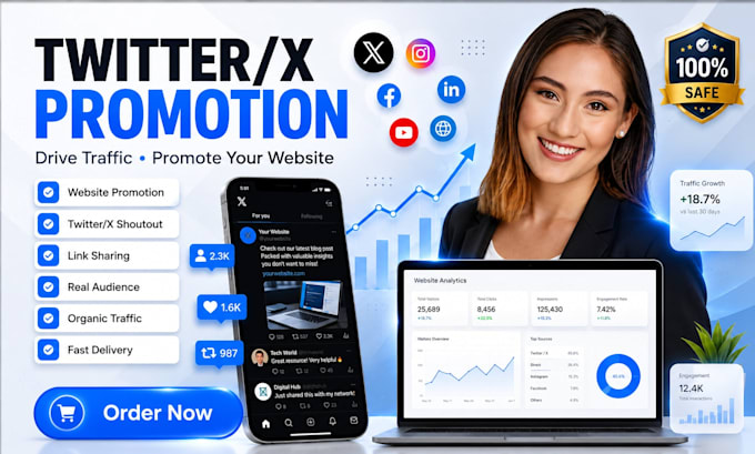 do twitter shoutout, website promotion and share link for targeted audience