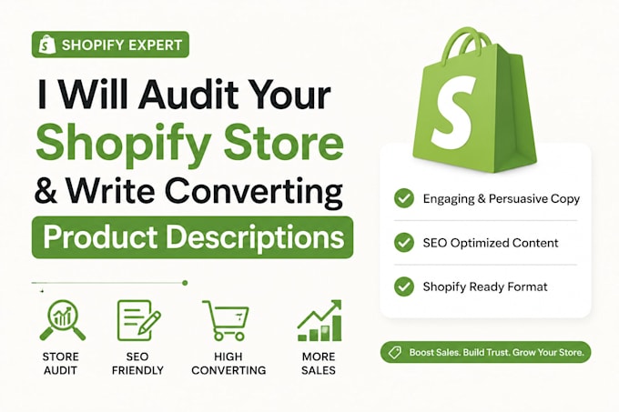 audit your shopify store write converting product descriptions