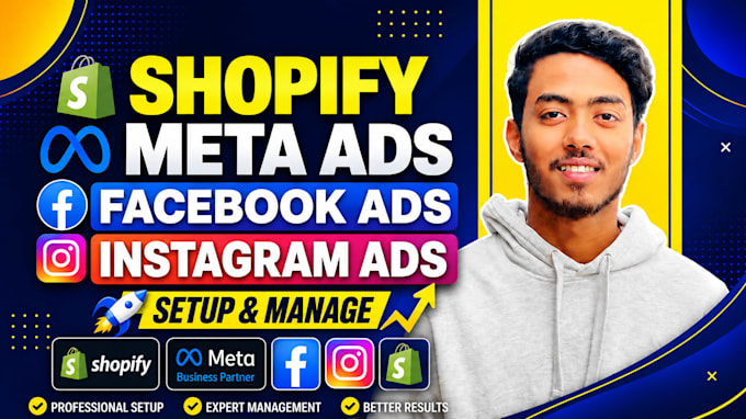 setup shopify meta ads, manage facebook ads, instagram ads