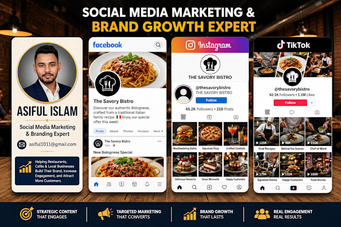 setup and optimize social media pages for restaurant and cafe
