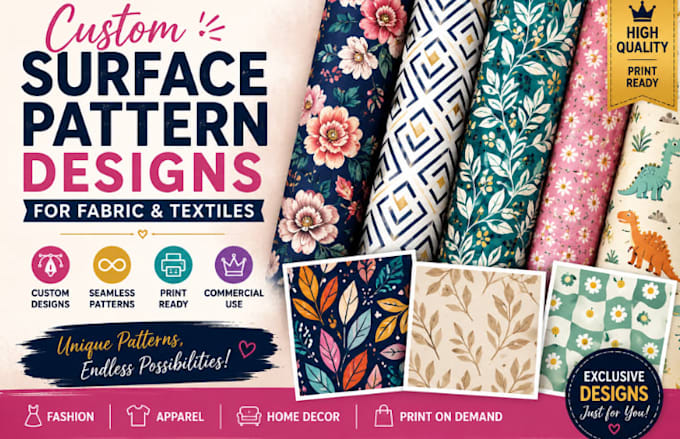 create custom surface pattern designs for fabric and textiles