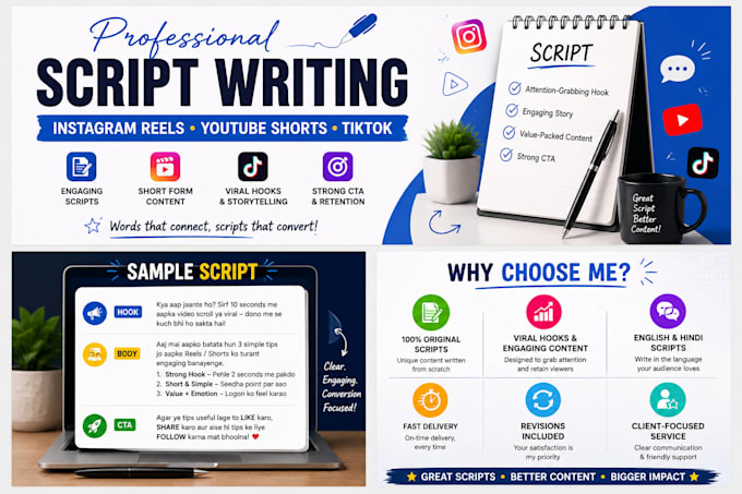 write engaging scripts for instagram reels, youtube shorts