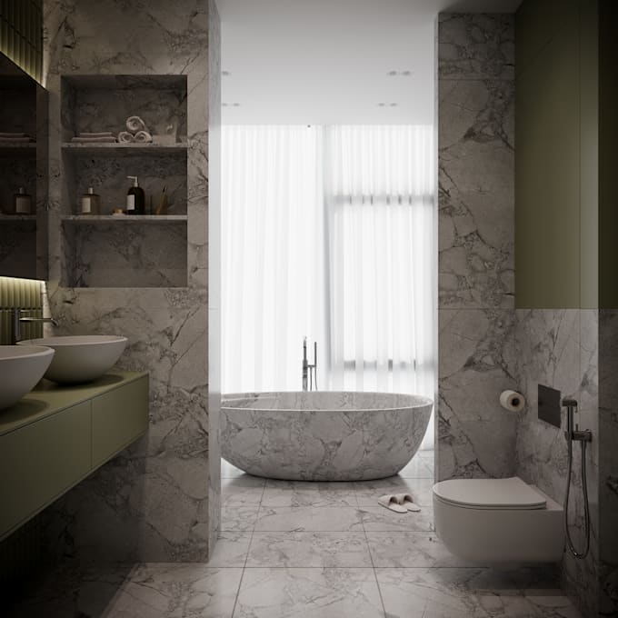 create photorealistic bathroom and spa interior renders