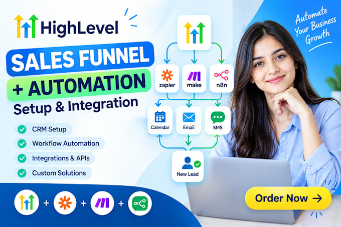 build gohighlevel funnel automation with zapier, n8n and api
