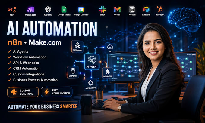 build n8n ai automation, ai agents and make com workflows