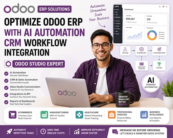 optimize odoo erp with ai automation crm workflow integration, odoo studio