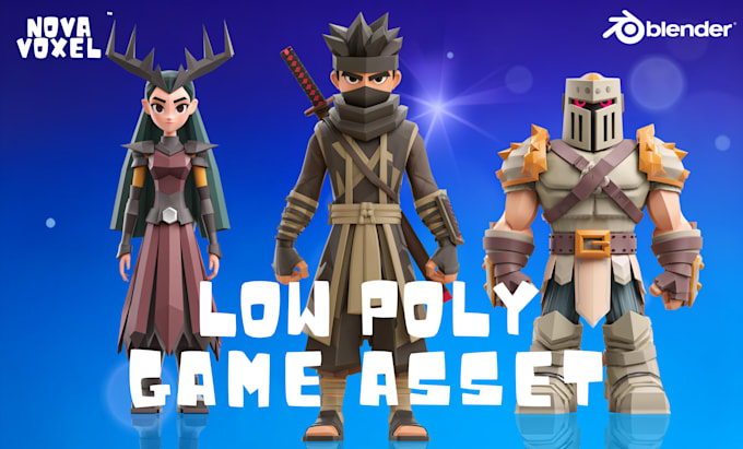 create low poly character modeling, rigging, and game assets