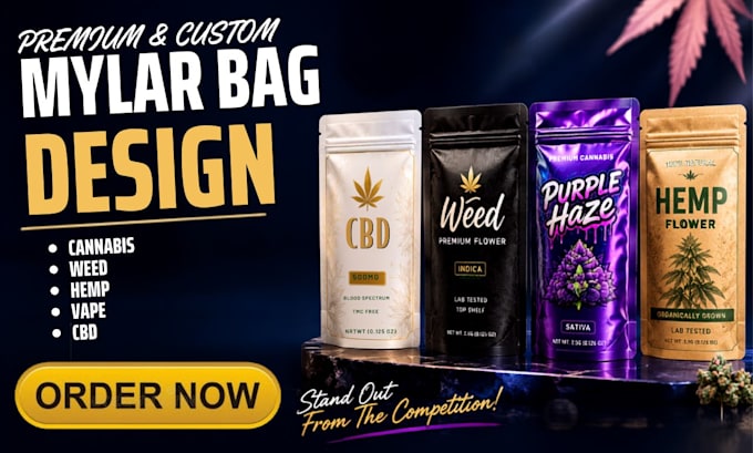 design mylar bag, weed packaging, cannabis packaging and cbd pouch design