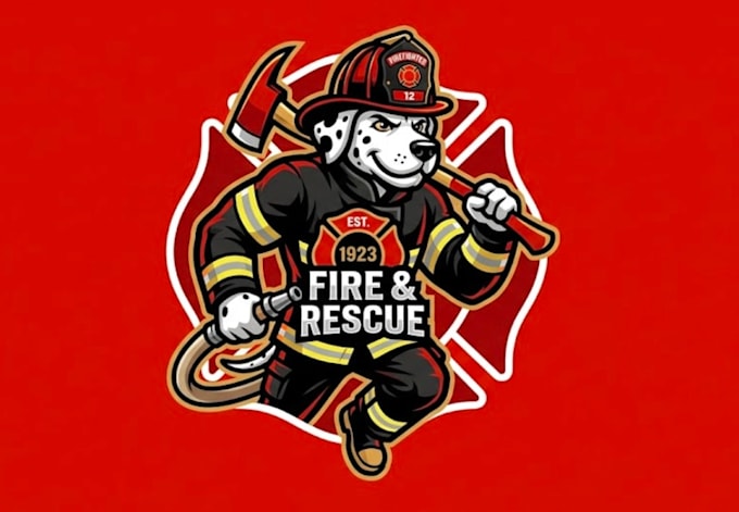 create firefighter mascot logo design with 1 day delivery