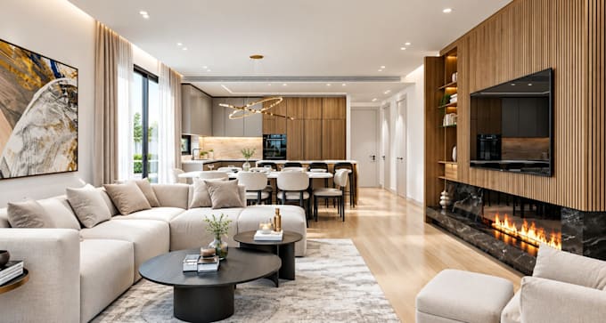 create realistic 3d interior visualization for kitchen, closet and apartments