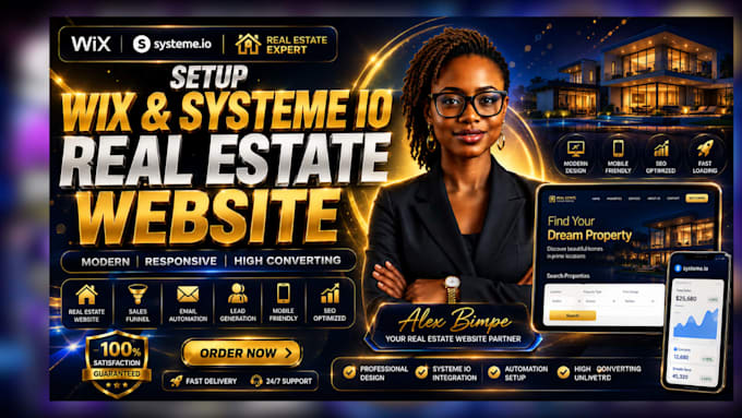 setup wix real estate website systeme io real estate website, systeme io website