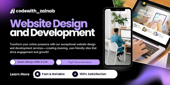 build modern responsive website using HTML CSS react and next js