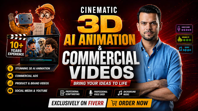 create cinematic 3d ai animation and commercial ad video
