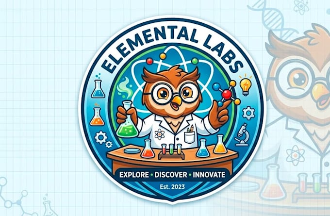 create science lab mascot logo design with express delivery