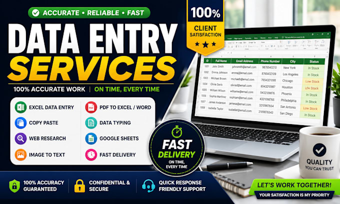 do accurate data entry, excel data entry, copy paste and web research