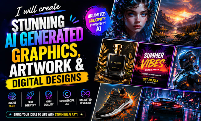 create stunning ai generated graphics, artwork and digital designs