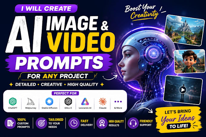 write professional ai image and video prompt for your project