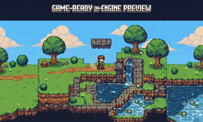 create pixel art tileset, sprite sheet, rpg game assets and tilemap