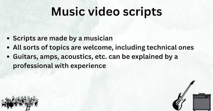 write scripts for videos about music, guitars and amps