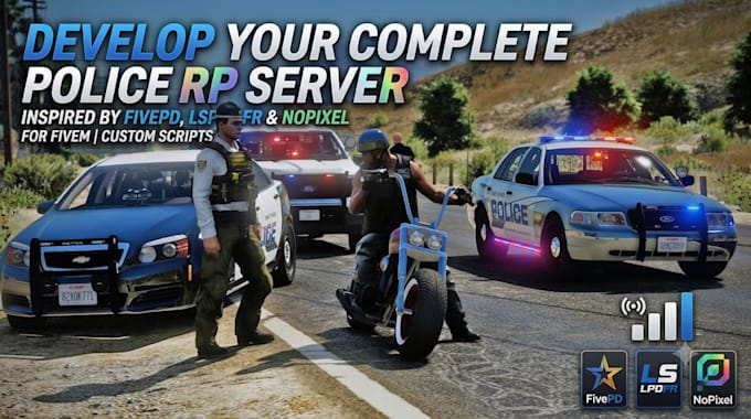 develop fivepd, lspdfr and nopixel inspired police rp server for fivem