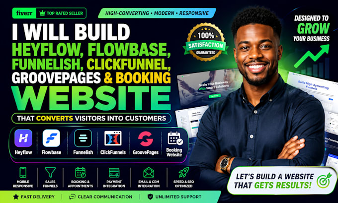 setup heyflow flowbase funnelish clickfunnel sites groovepages booking  website