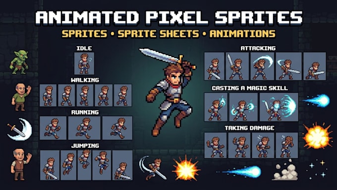 create smooth animated pixel art sprites and sprite sheets for games