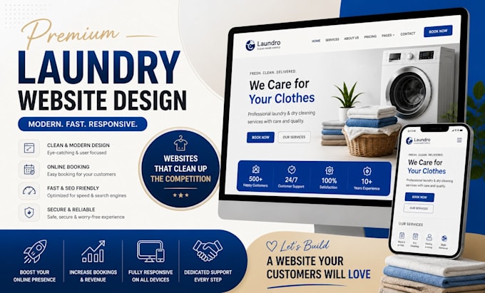 design modern laundry dry cleaning and cleaning service website
