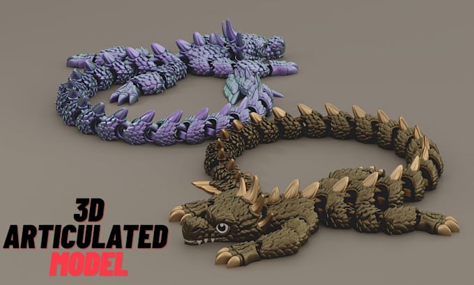 create 3d articulated model, flexi toy model 3d bjd stl ready for 3d printing
