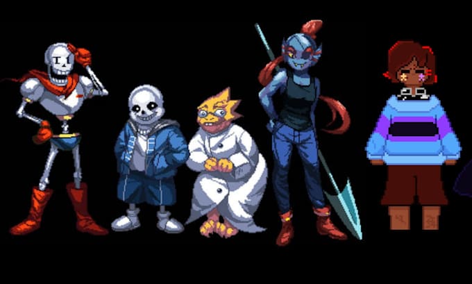 make undertale or deltarune style character sprite and overworld sprite for game