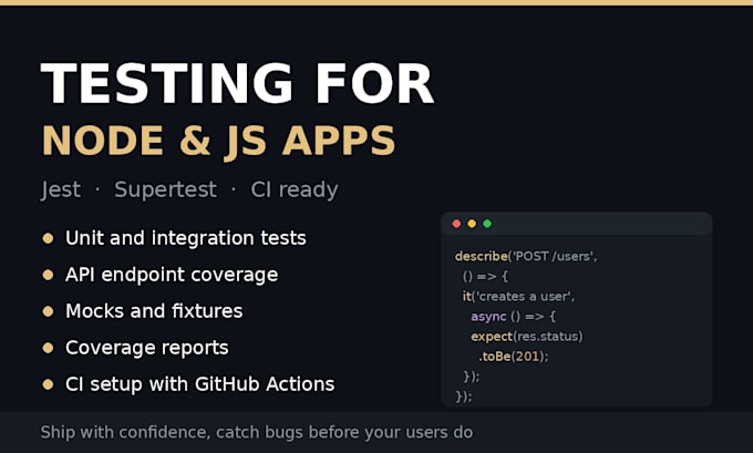 write unit and integration tests for your node js app