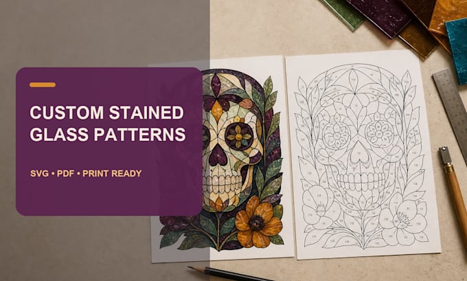 design a custom printable stained glass pattern