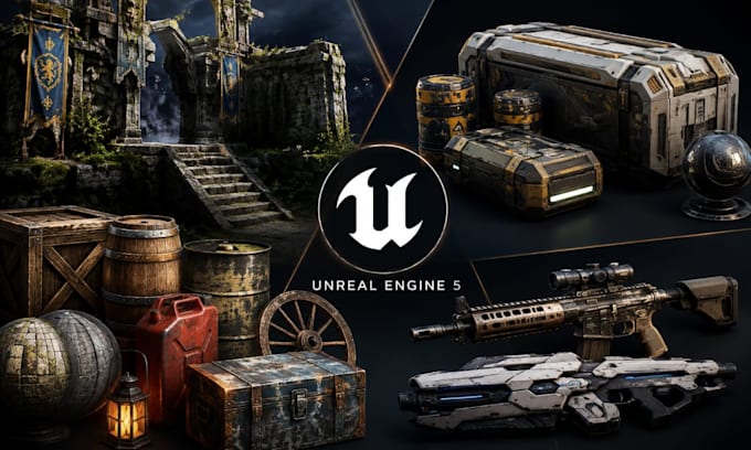 create realistic 3d game assets props and environments for unreal engine 5