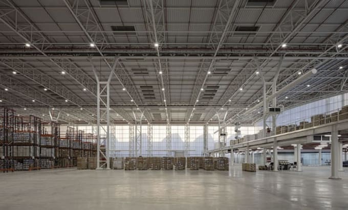 design a warehouse, logistics center, and industrial building in 3d