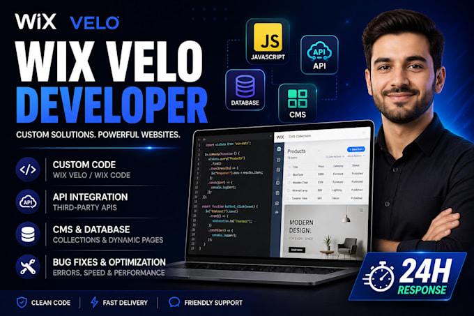 fix and develop wix velo, wix code, custom wix website, cms, API integration