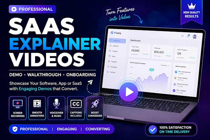 create saas software explainier app demo product wallkthrough and training video