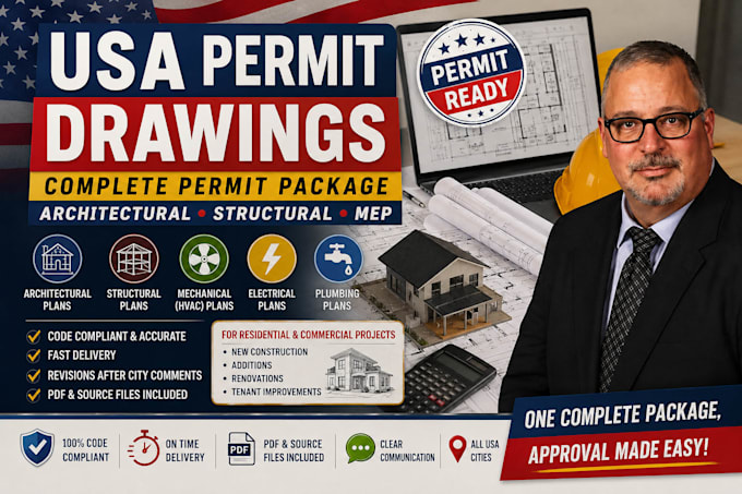 create USA building permit drawings and mep plans