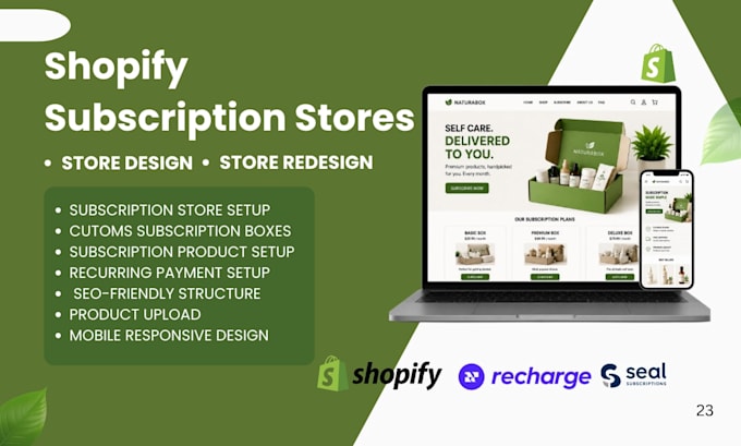 create shopify subscription store design and setup